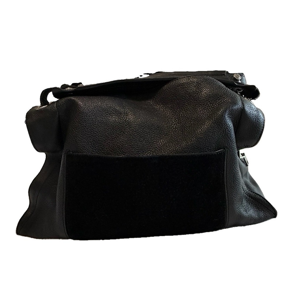 SANDRO Paris Amance Black Leather Luxury Handbag Old Money Minimalist Italy - Picture 4 of 16